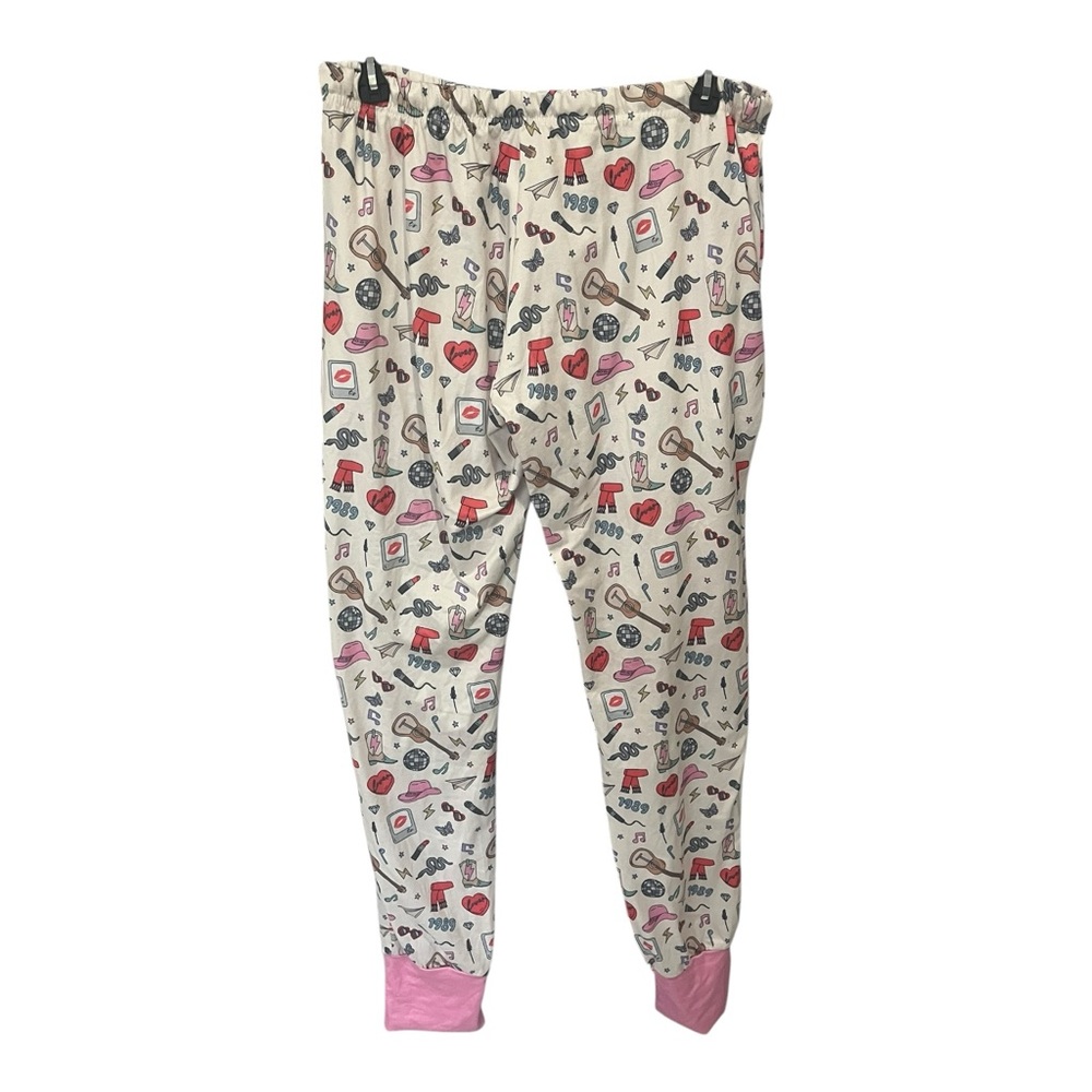 Shirley & Stone Taylor Swift Inspired Pajama Set Small Eras 1989 White Pink - Picture 3 of 16